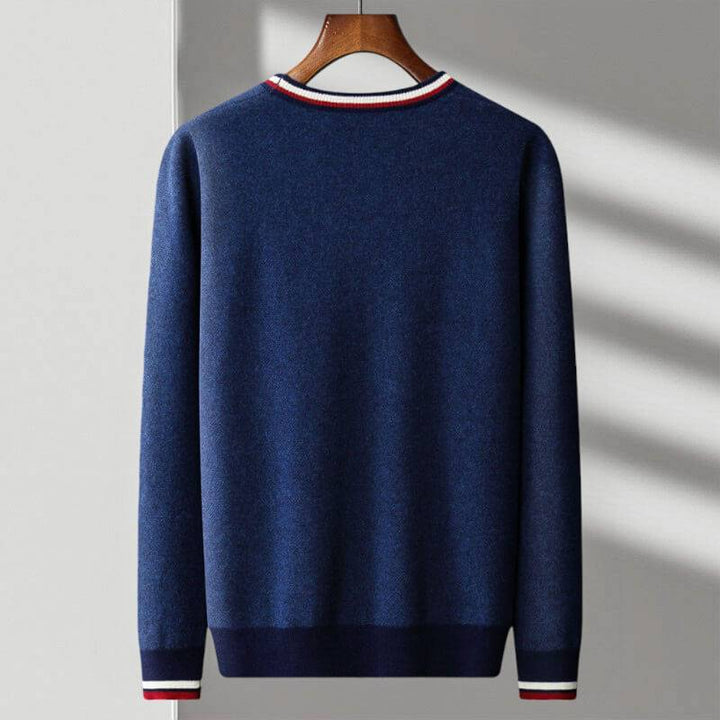Men's striped V-neck cardigan, a cozy and stylish layering piece. Perfect long-sleeve knit for fall & winter.