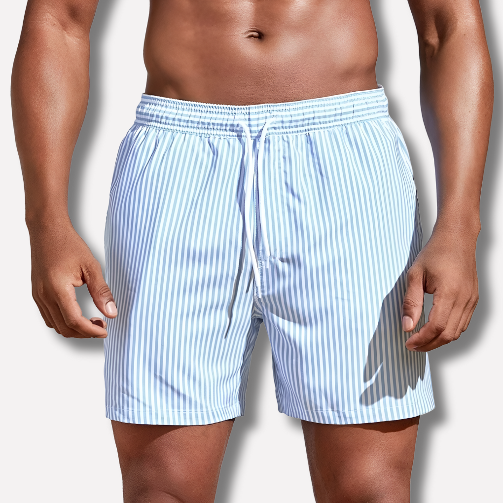 Colorful men's summer shorts. Versatile, comfortable & stylish for casual wear, beach, or warm weather.