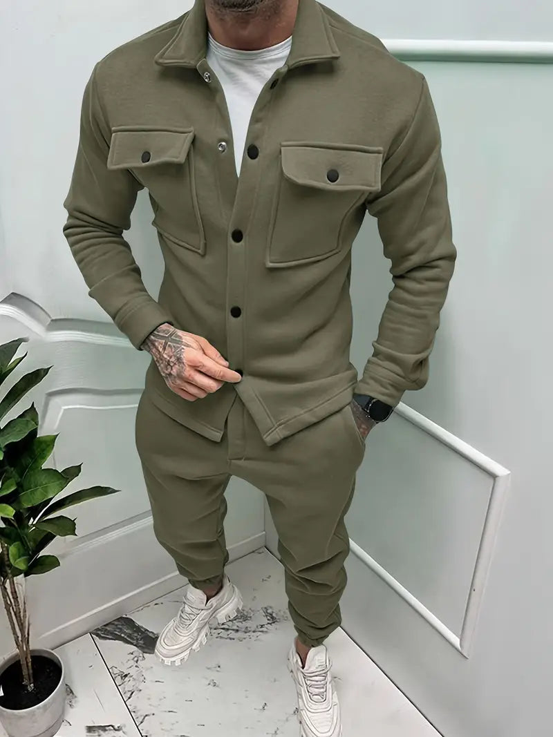 Men's autumn jacket and trousers set. A comfortable and stylish two-piece for casual comfort & everyday fashion.