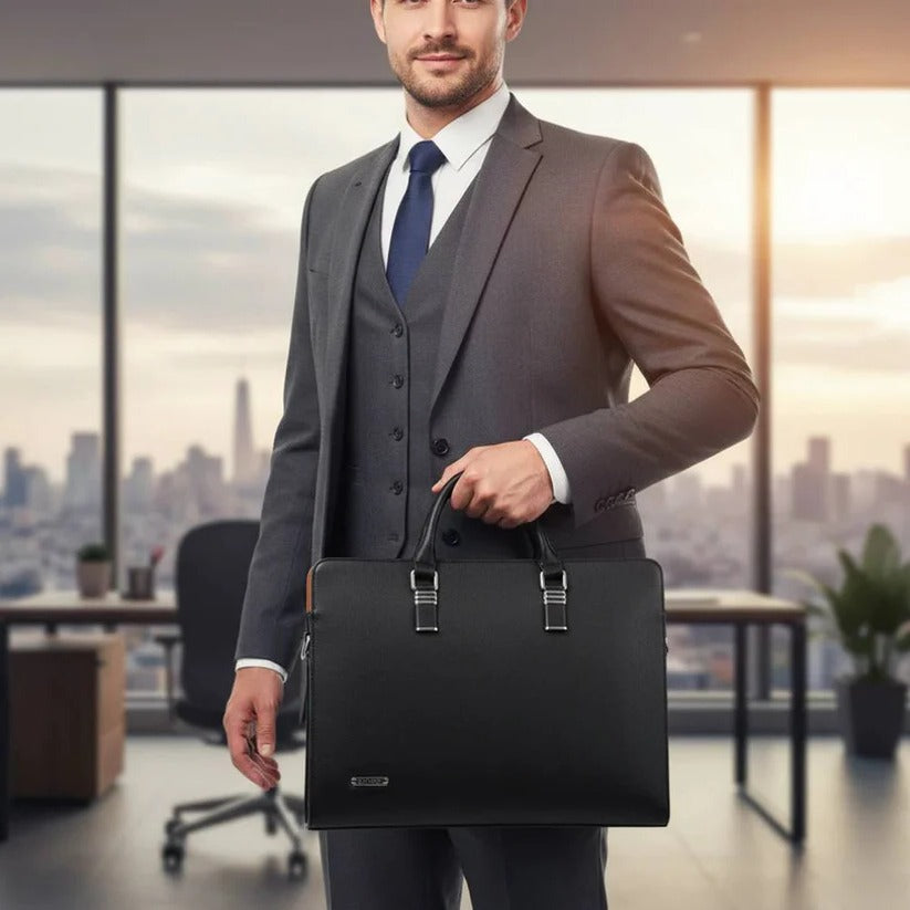 Men's stylish messenger bag for 14-15 inch laptops, professional work & travel briefcase.