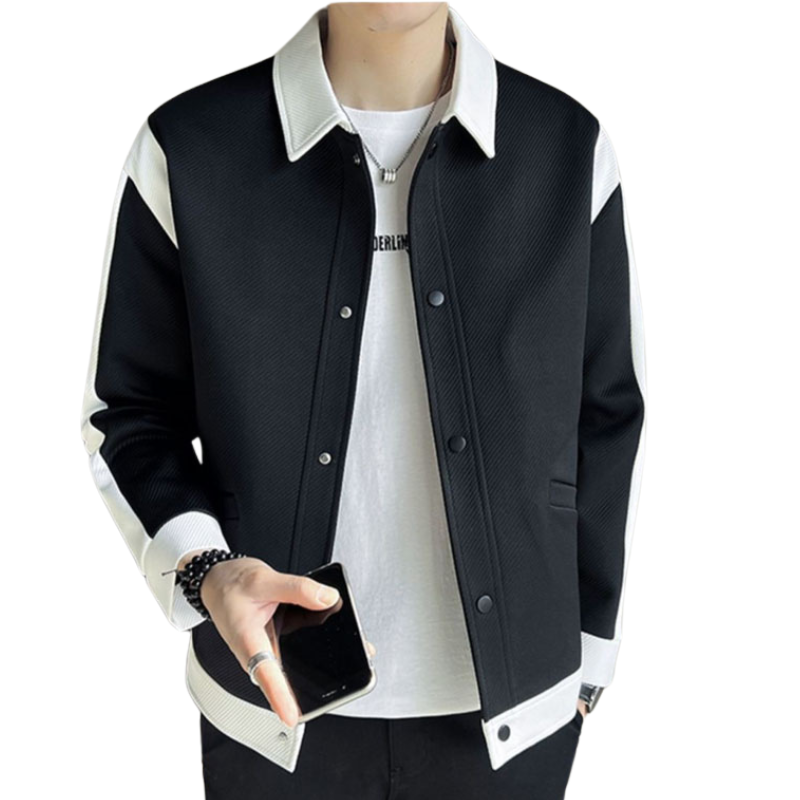 Men's stylish patchwork jacket, versatile casual outerwear. Perfect for modern street style fashion.