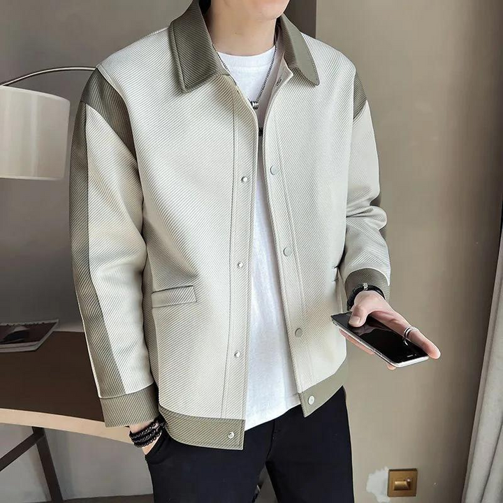 Lightweight men's patchwork jacket. Unique street style outerwear, a must-have for men's fashion.