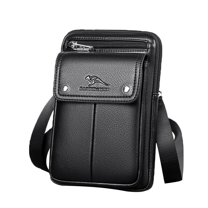 Men's stylish PU leather crossbody bag, perfect for daily essentials & travel.