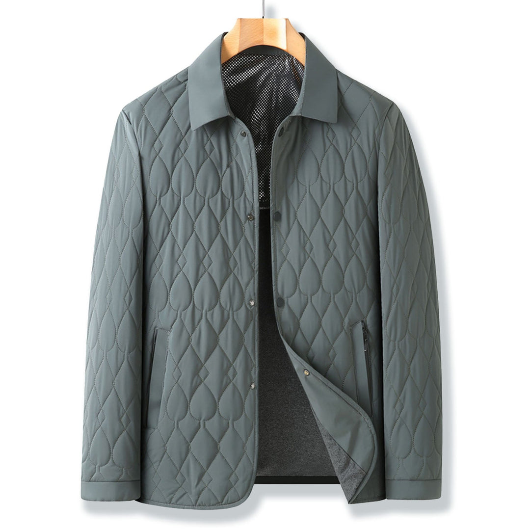 Men's stylish quilted button-down jacket in black, perfect for fall and winter everyday comfort.
