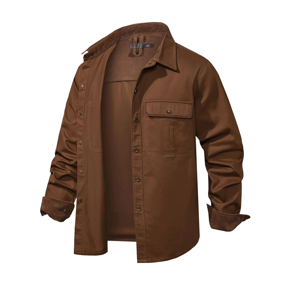 Dress up or down with this versatile men's shirt, featuring smart contrasting details for any occasion.