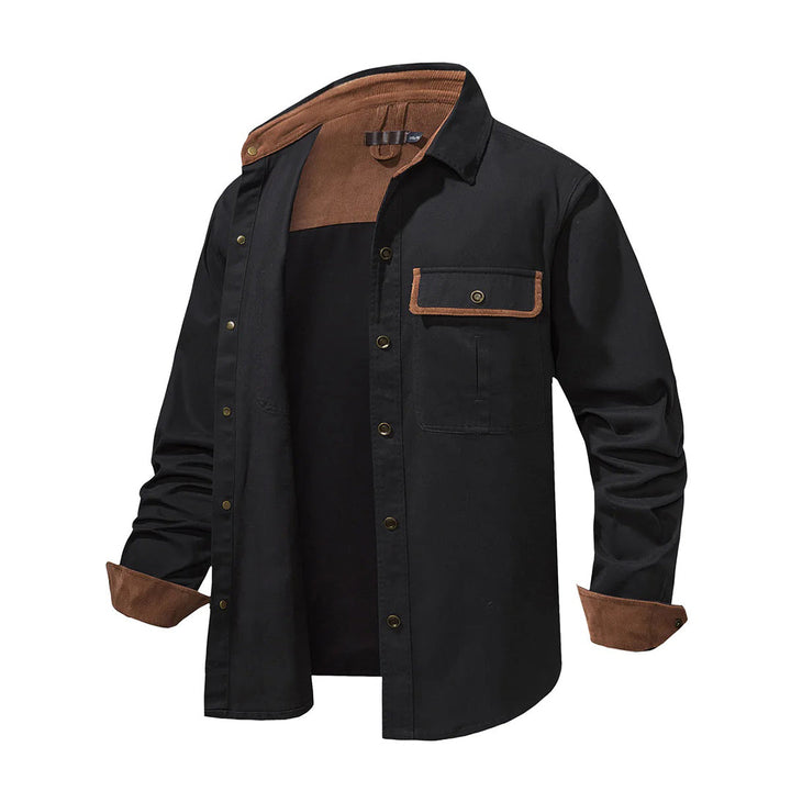 Regular fit men's button-down shirt featuring unique contrasting design elements for a stylish look.