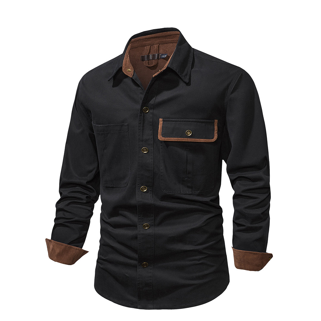 Versatile men's casual or formal shirt with contrasting details, ideal for all-season wear & modern men.