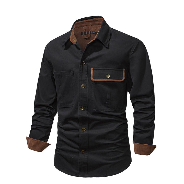 Versatile men's casual or formal shirt with contrasting details, ideal for all-season wear & modern men.