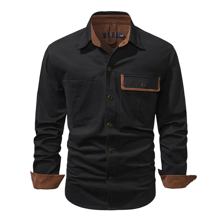 Men's Stylish Contrasting Details Shirt, a modern regular fit button-down for versatile men's fashion.
