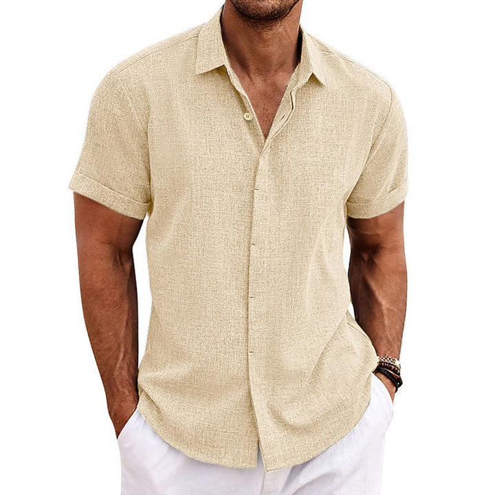 Men's Versatile Collared Short-Sleeve Shirt, great for summer, business casual, or daily style.