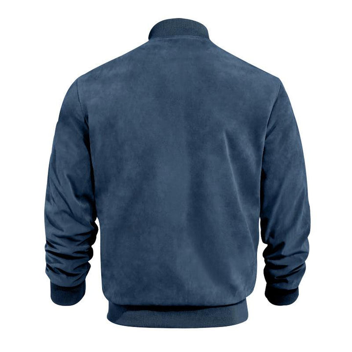 Lightweight men's jacket in soft suede look, ideal casual outerwear for spring & autumn.