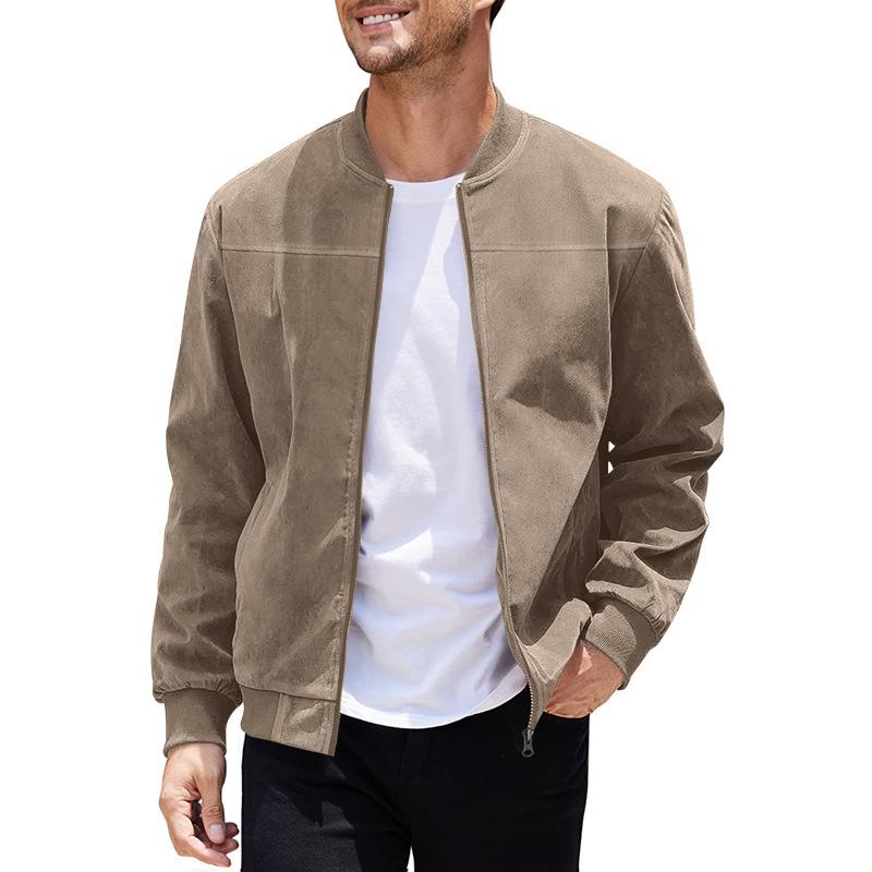 Casual men's stylish jacket: lightweight suede-look design with a modern stand collar.