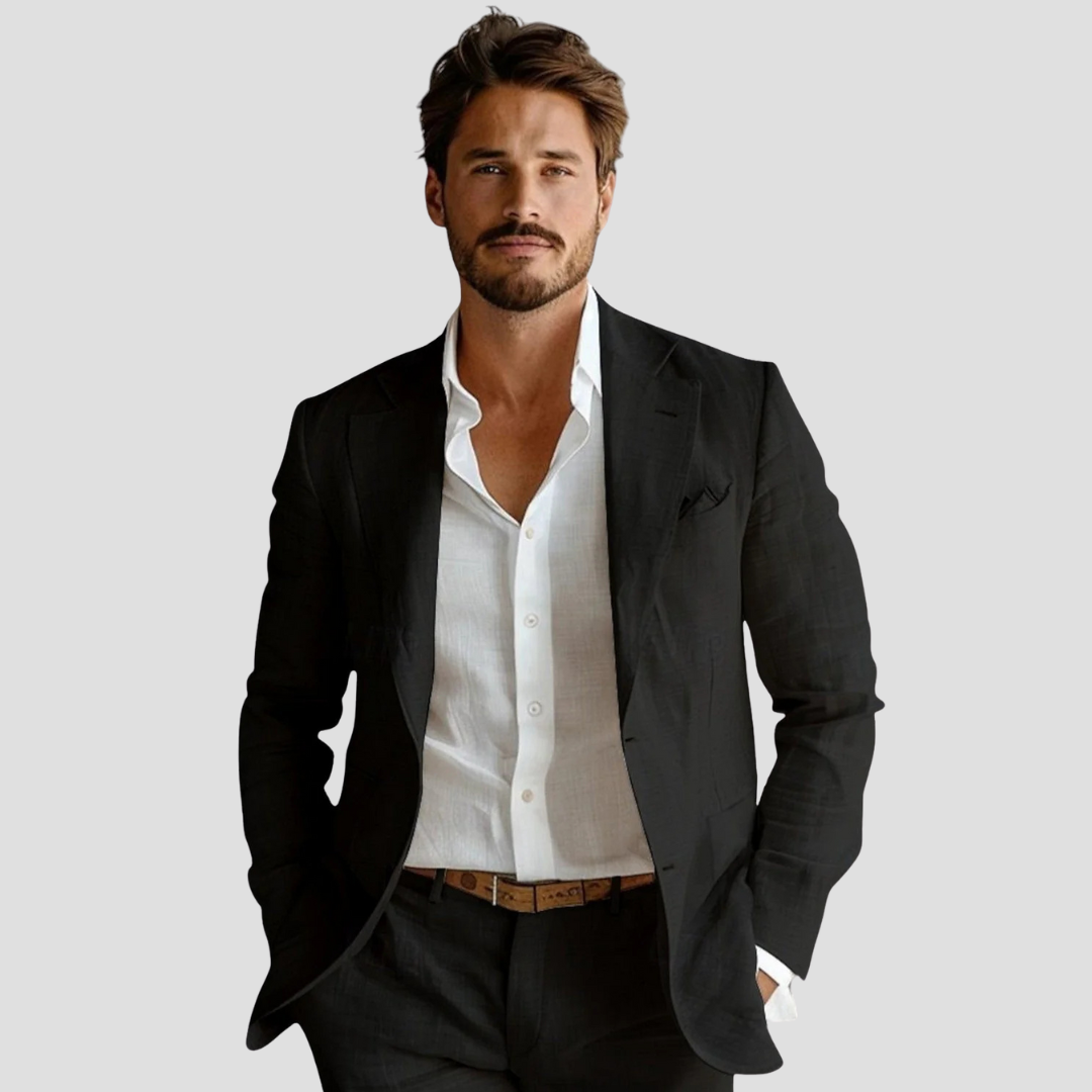 Men's stylish summer blazer in a lightweight fabric, perfect for warm-weather elegance & sophisticated casual wear.