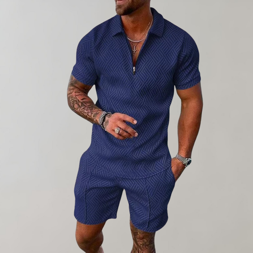 Comfortable men's matching polo shirt and shorts set for a stylish spring & summer casual look.
