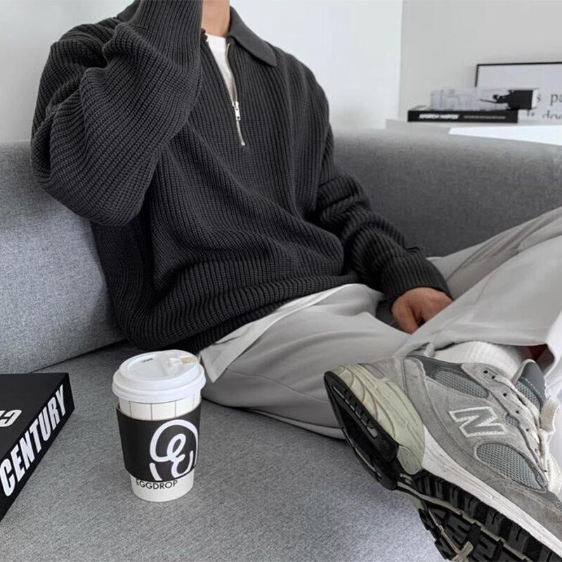 Jonas men's zip collar sweatshirt, a stylish long sleeve pullover, great for casual fashion.