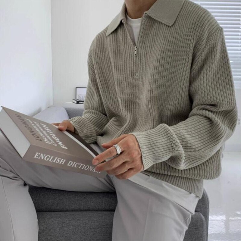 Soft men's zip collar sweatshirt, offering comfortable and versatile everyday casual wear.
