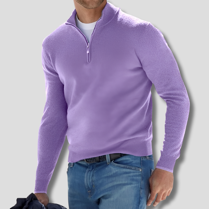 Everyday wear men's pullover with a zipper collar, comfortable & stylish long sleeve casual top.