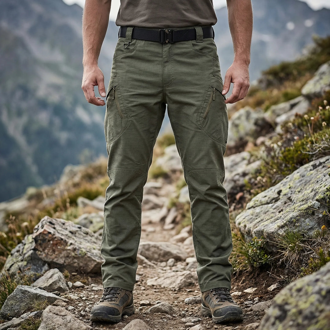 Men's tactical cargo pants with 9 pockets, perfect for outdoor adventures, hiking, and travel. Durable & functional.