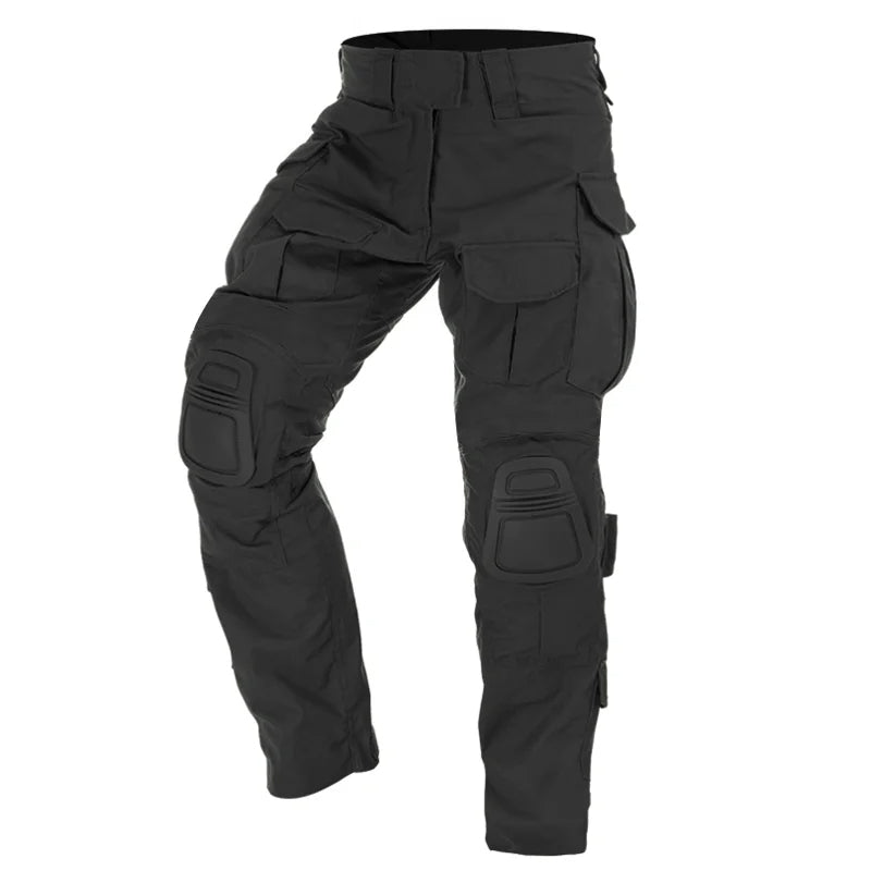 Functional men's cargo pants, multi-pocket design & integrated knee protection for various tasks.