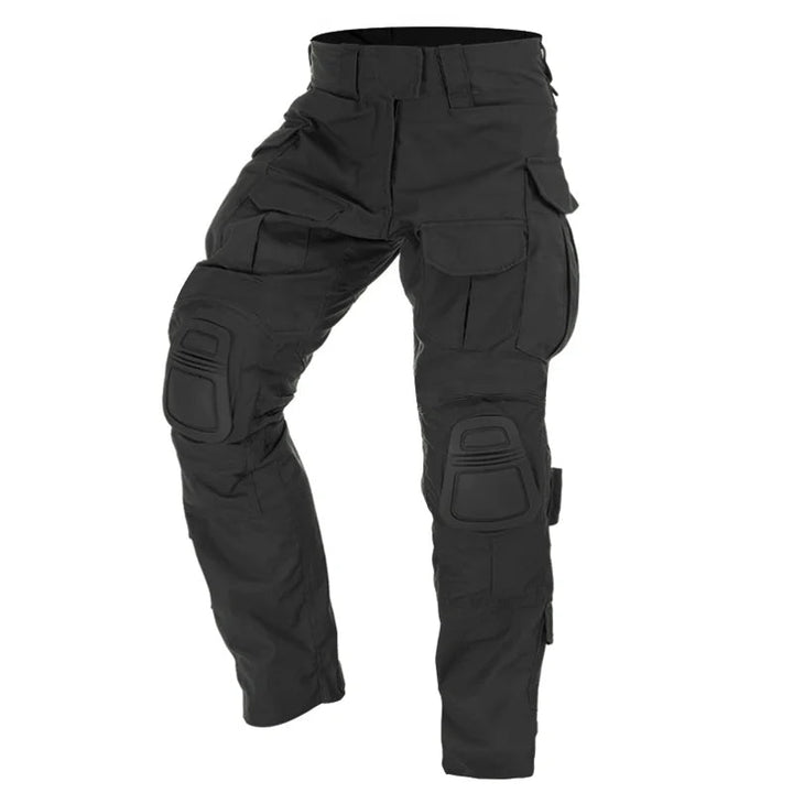Functional men's cargo pants, multi-pocket design & integrated knee protection for various tasks.