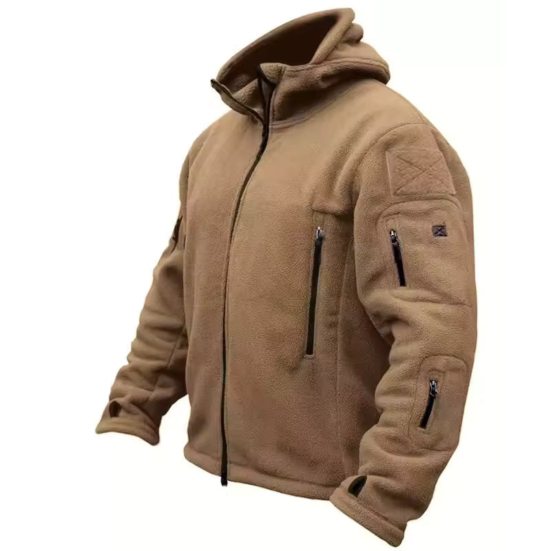 Versatile men's tactical hooded jacket, blending casual style with outdoor readiness for urban & adventure wear.