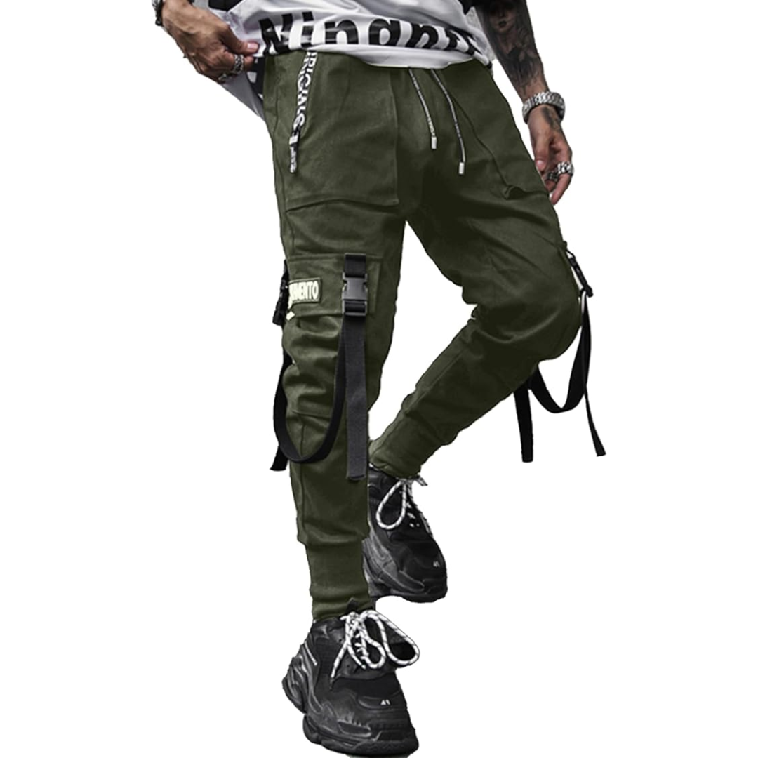 Men's Tactical Techwear Joggers for urban streetwear fashion; comfortable multi-pocket design, ideal for active wear.