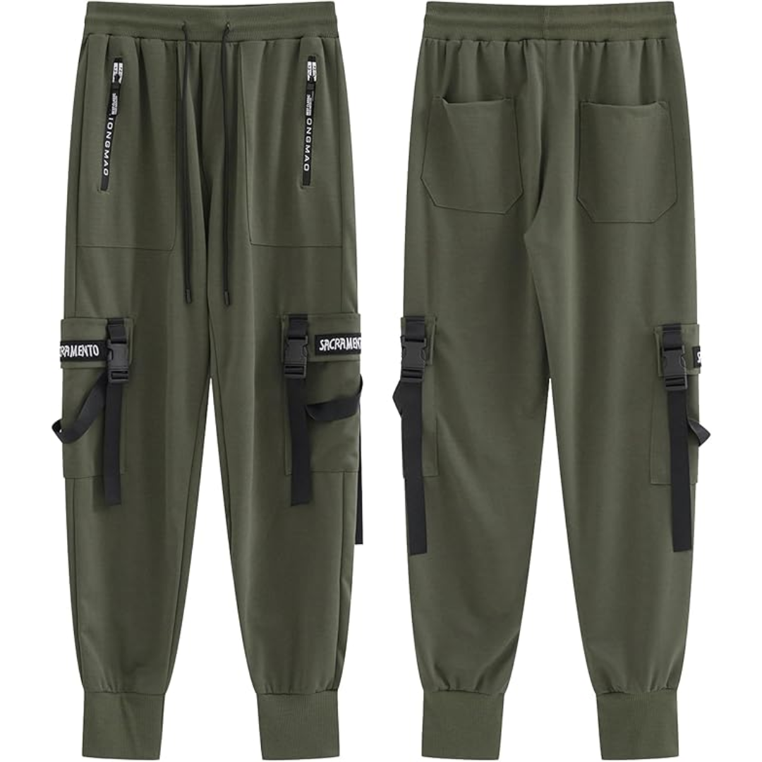 Stylish Men's Techwear Joggers, versatile urban streetwear pants suitable for casual and active lifestyles.