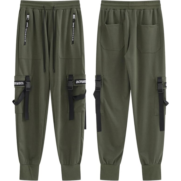 Stylish Men's Techwear Joggers, versatile urban streetwear pants suitable for casual and active lifestyles.