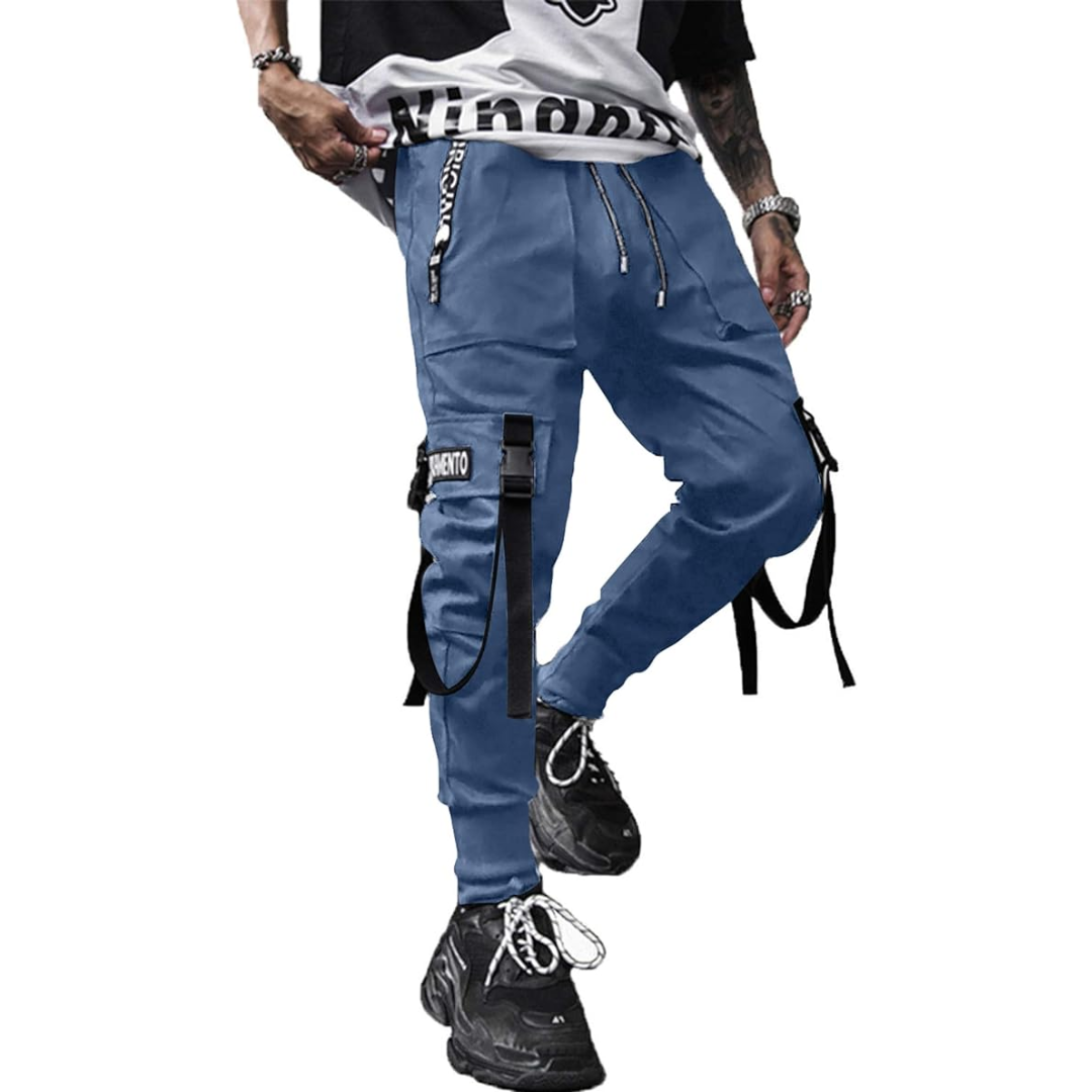 Multi-pocket Men's Techwear Joggers, designed for tactical streetwear with comfort and functional style.