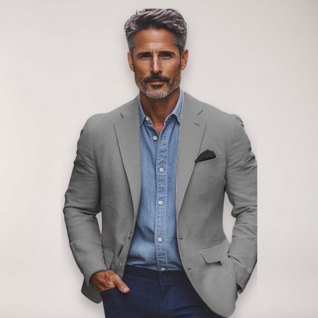 Stylish men's tailored formal jacket. Perfect versatile blazer for business, smart casual, office, and event wear.