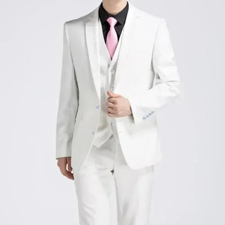 Close-up of a men's versatile tailored suit jacket and vest, suitable for professional and formal events.
