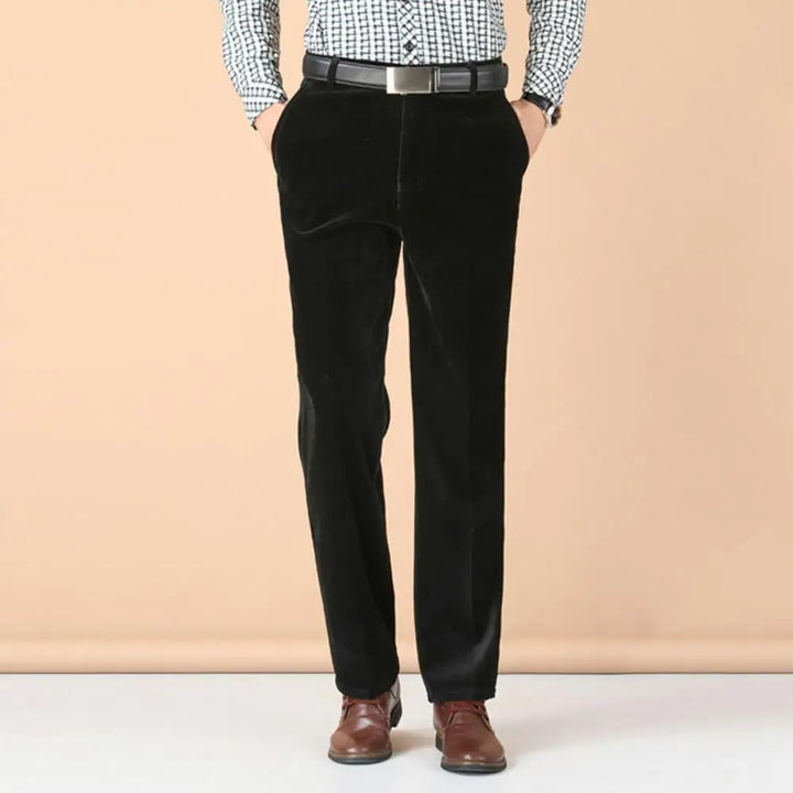 Men's tailored fit velvet dress pants in a deep burgundy, perfect for formal evening wear.
