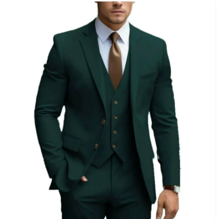 Men's tailored slim-fit three-piece suit for formal wear & special occasions.