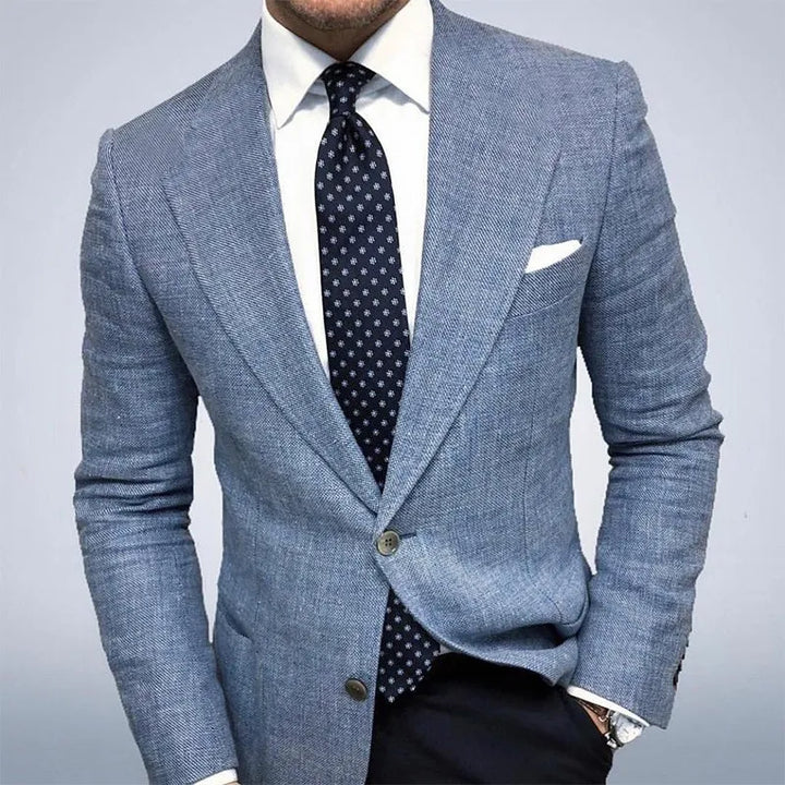 Lightweight men's spring blazer featuring a subtle texture, ideal for sophisticated layering.