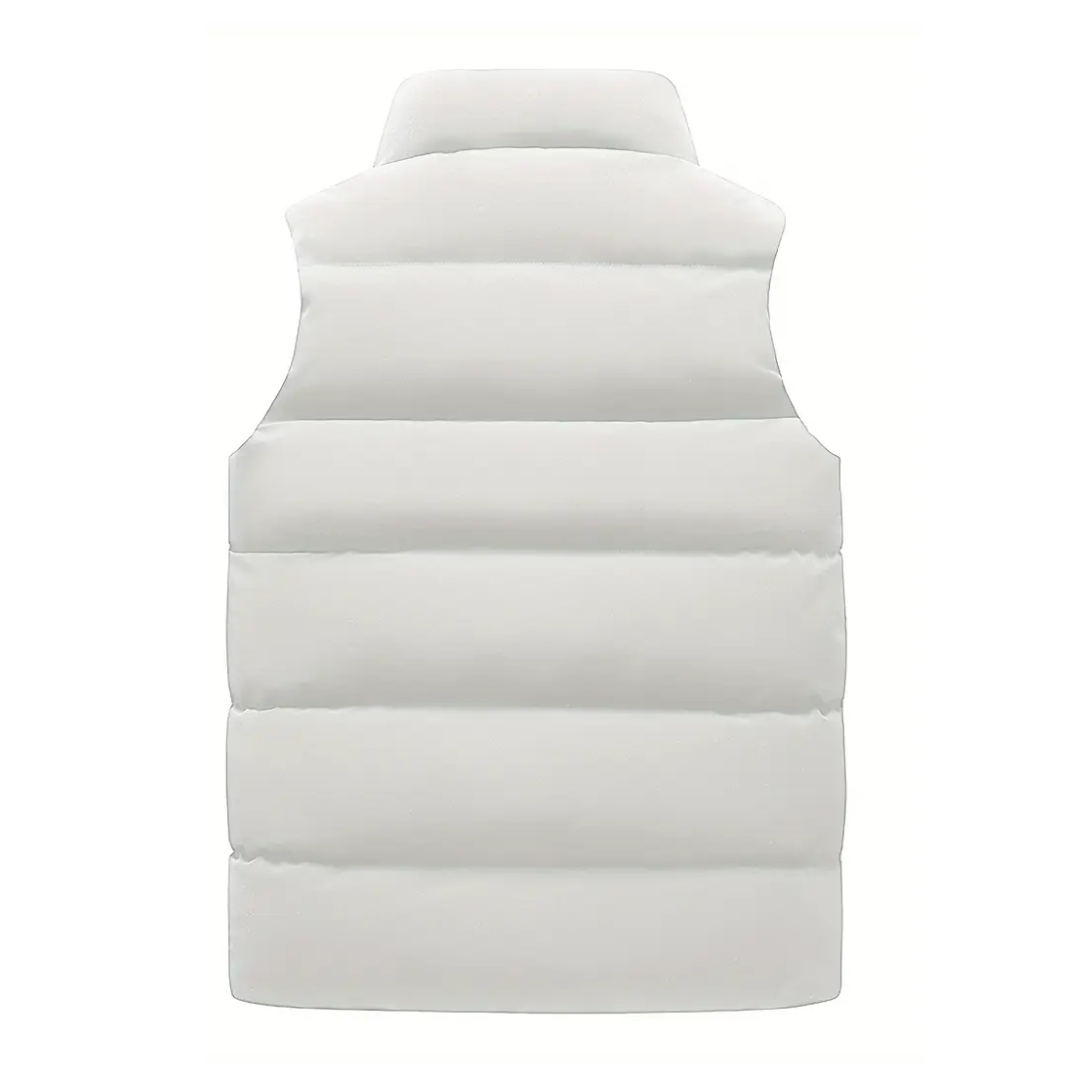 Men's cold weather thermal vest, stand-up collar body warmer. Essential sleeveless jacket for outdoors.