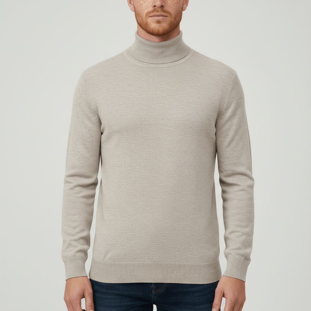 Men's modern slim-fit turtleneck sweater, designed for ultimate comfort and stylish appeal.