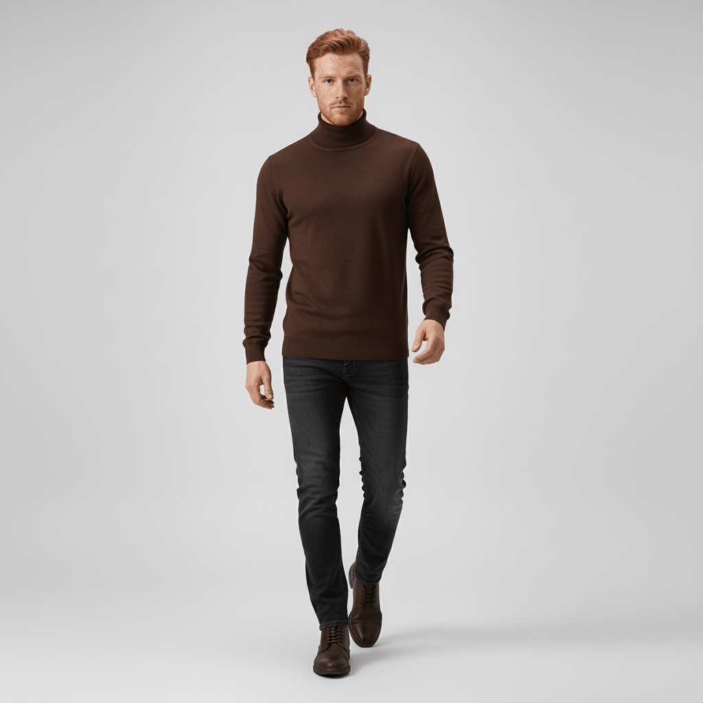 Casual men's Toby turtleneck sweater in a modern slim fit, great for everyday style.