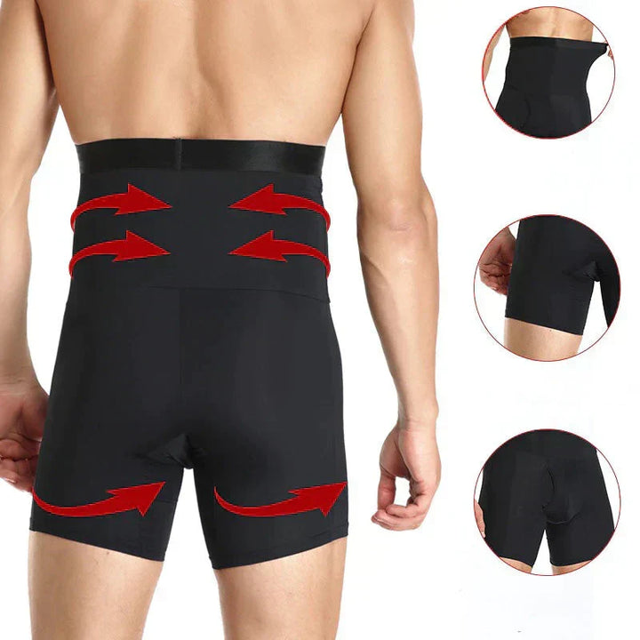 Get a flatter stomach and streamlined appearance with these men's slimming tummy control shaping shorts.