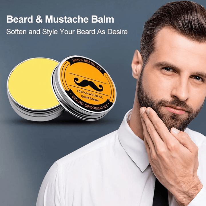 Essential men's beard care kit for daily maintenance, promoting growth & a healthy, strong beard.