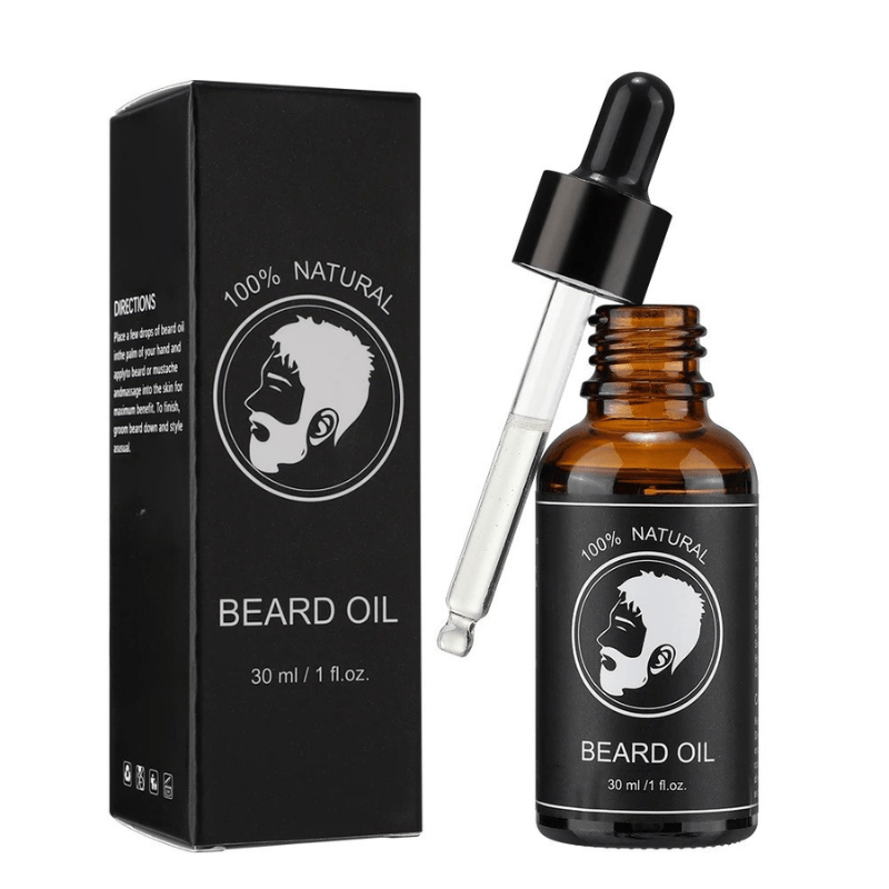 Derma-roller & beard growth serum in a men's kit for stimulating thick, full beard growth.