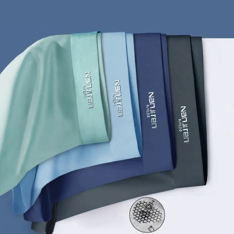 Men's activewear boxer brief set. Cooling ice silk underwear, seamless & moisture-wicking for summer.