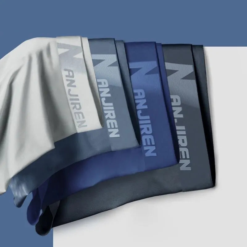 Summer-ready men's 4-pack boxer shorts. Cooling ice silk underwear ensures ultimate freshness & comfort.