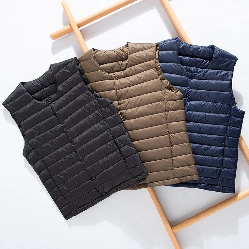 Men's ultralight padded vest, Laurent, for versatile warmth, layering, and essential travel. Lightweight gilet.
