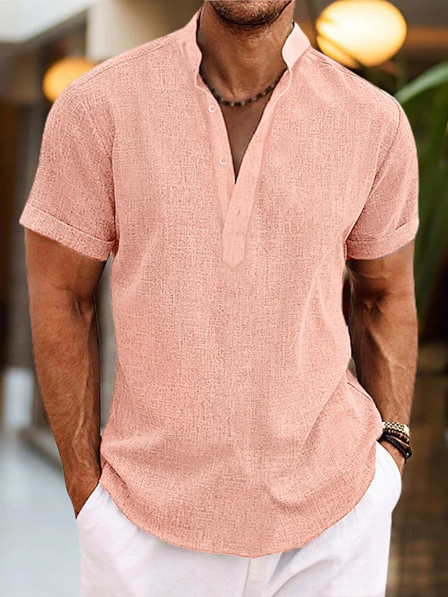 Men's V-neck polo shirt, regular fit, short sleeve. Comfortable casual wear for everyday style.