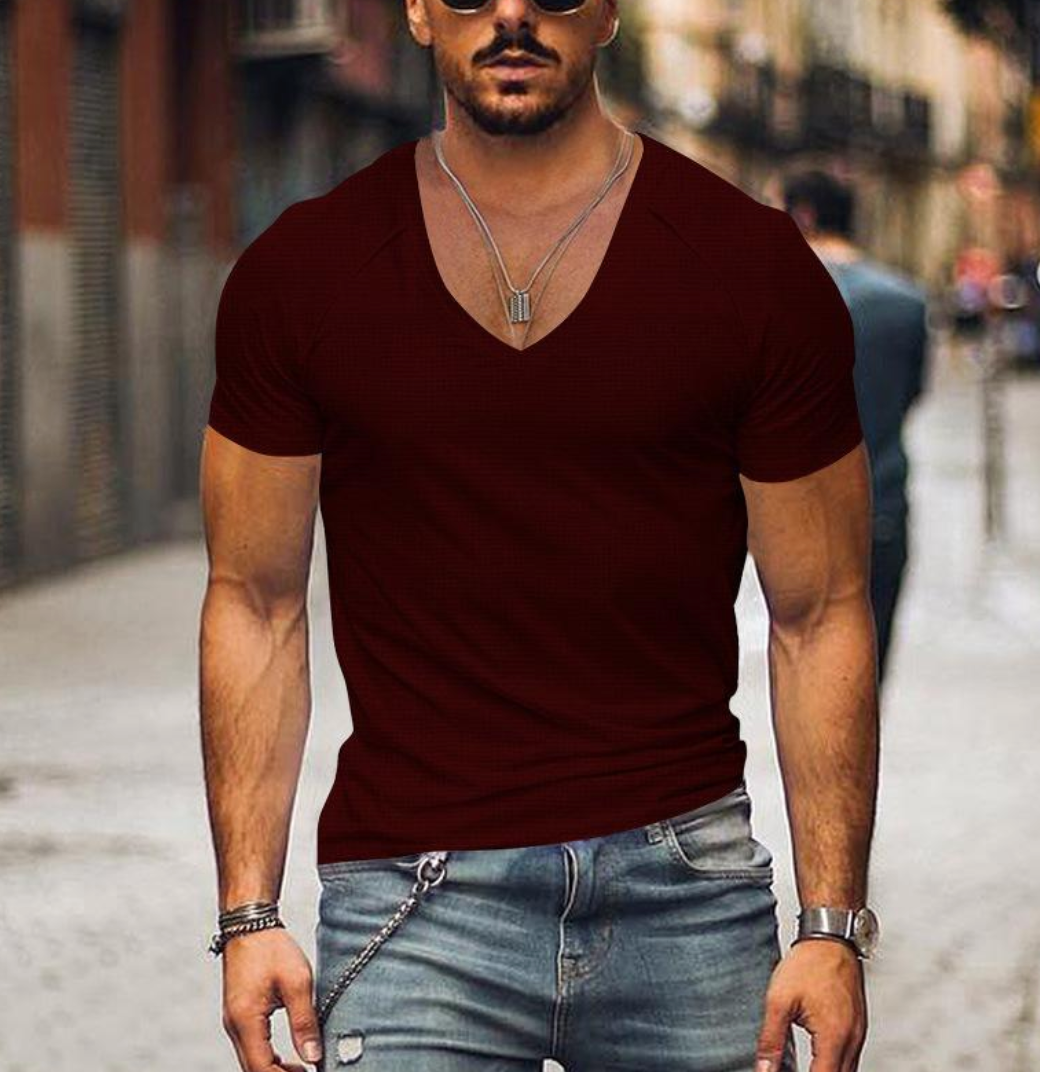 Versatile men's V-neck t-shirt. Perfect for casual outfits, men's fashion, and all-day comfort.