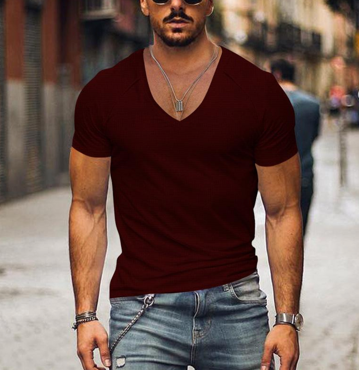 Versatile men's V-neck t-shirt. Perfect for casual outfits, men's fashion, and all-day comfort.