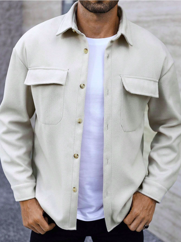 Men's versatile autumn jacket with functional chest pockets, perfect for smart casual fall outfits and layering.