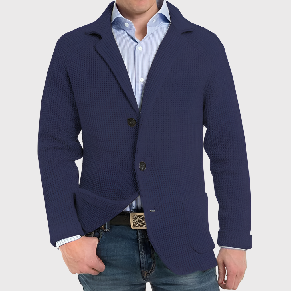 Men's versatile button-front knitted cardigan for casual wear, perfect for fall fashion & layered comfort.