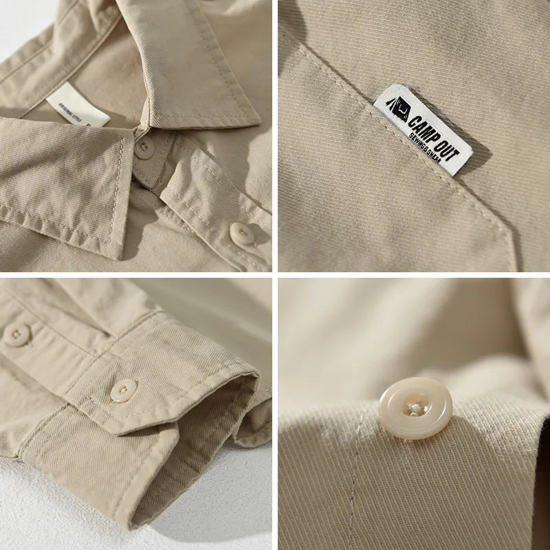 Fashionable men's long sleeve casual button-up shirt, stylish & comfortable for everyday wear.