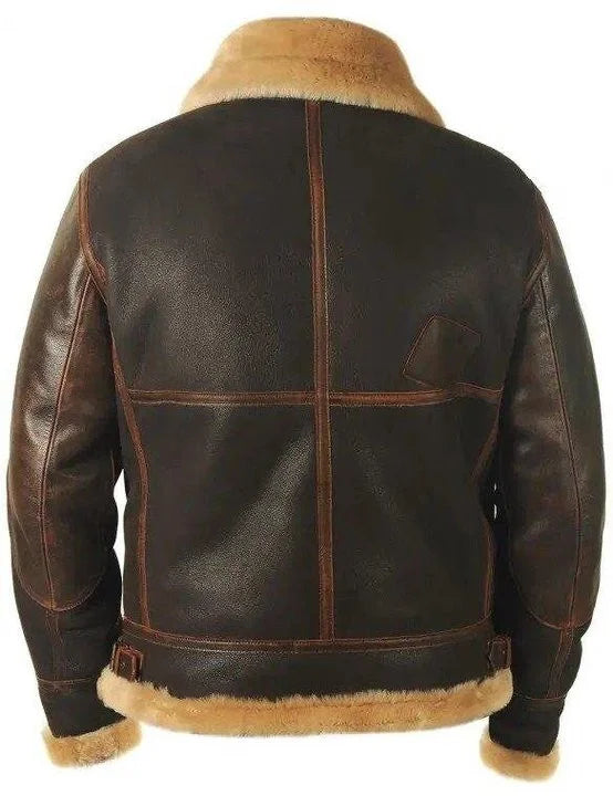 Rugged men's vintage aviator bomber jacket, durable classic style for winter warmth & cold weather fashion.